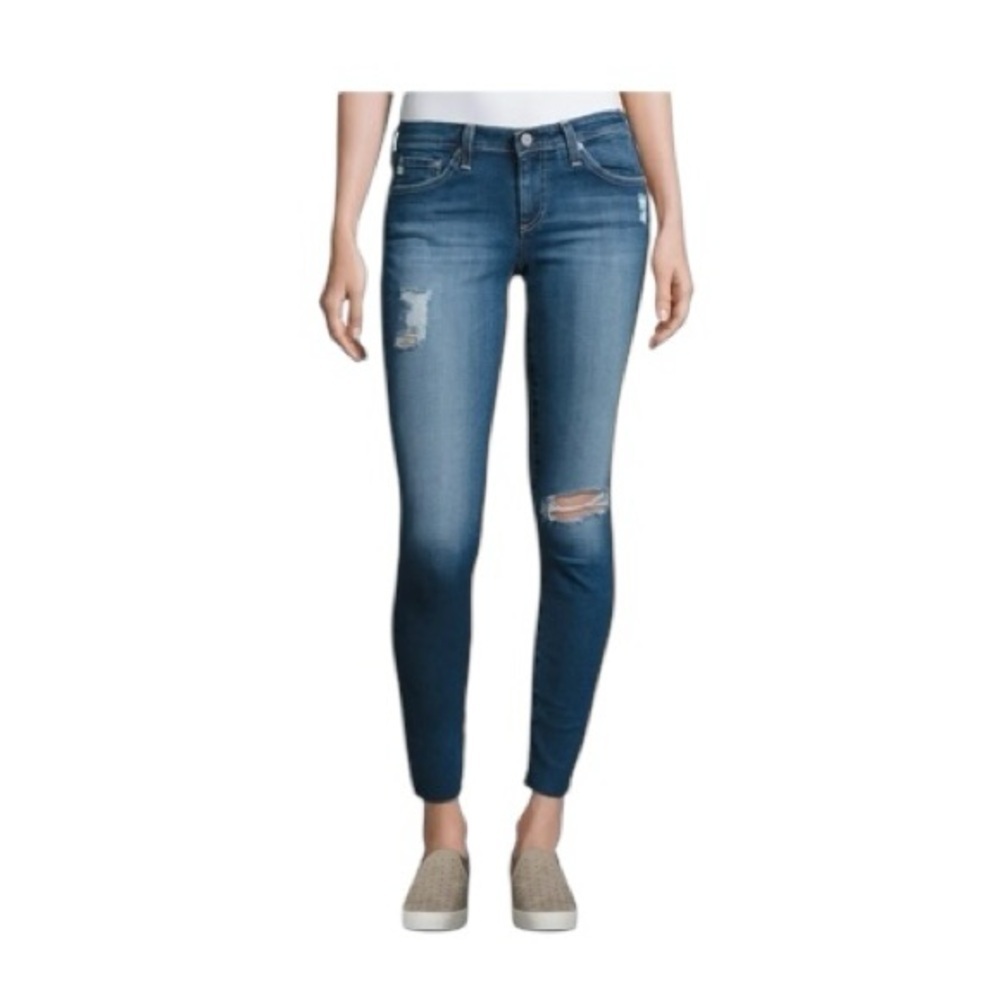 Ag Adriano Goldschmied Vintage Distress Blue Skinny Legging Ankle Jean SZ 26
